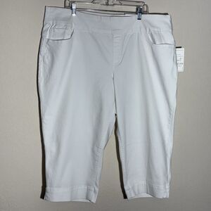 Womens Capri Pants 24W White Skinny Crop Hi-Rise‎ C EST 1946 Denim Tummy Control